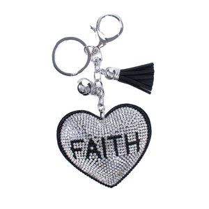 Bling Crystal Rhinestone Faith Heart Keychain-By Nollia